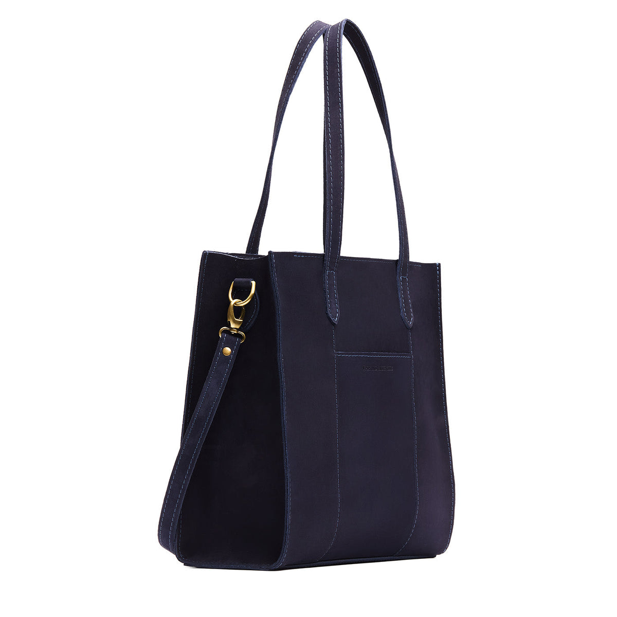 Velvet Blue*North/South | Structured large tote bag with overlapping panels and crossbody strap