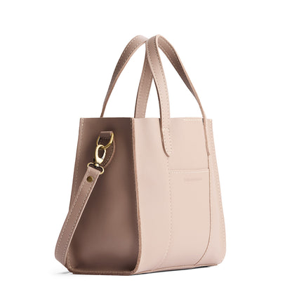 Stone | Structured mid-size tote bag with overlapping panels and crossbody strap