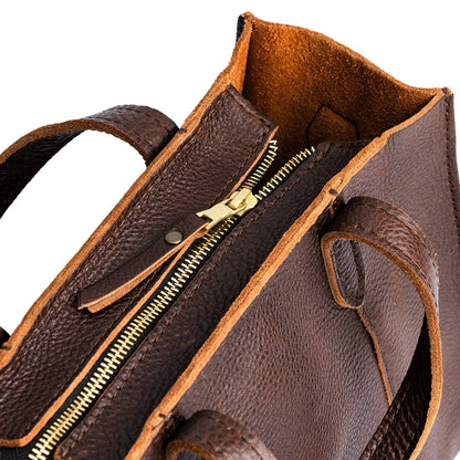 Coldbrew*Zipper | Structured mid-size tote bag with overlapping panels and crossbody strap