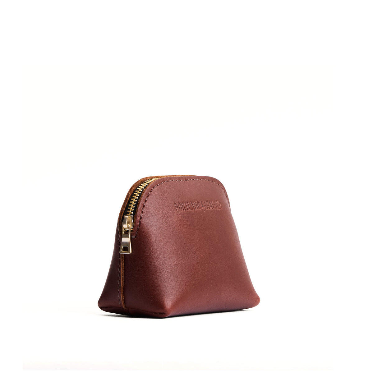 Cognac*Mini | Compact leather pouch with top zipper
