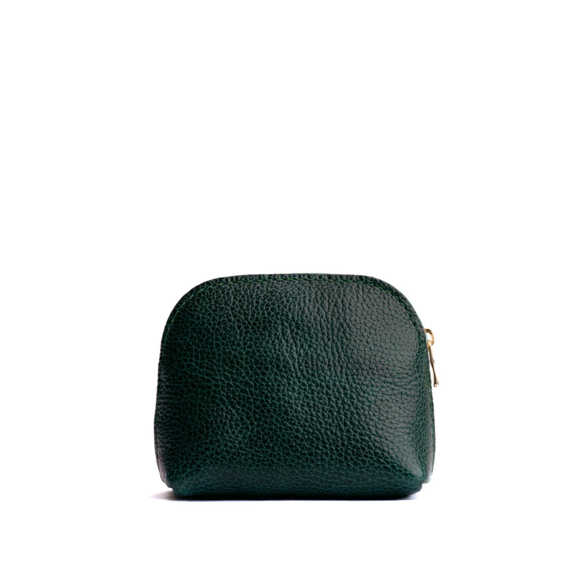 Forest Green*Mini | Compact leather pouch with top zipper