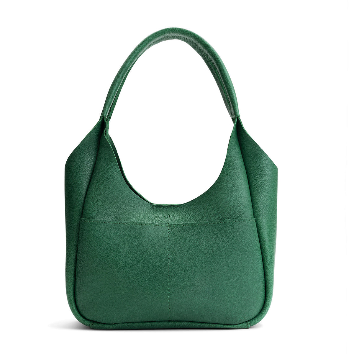 Bacalar*Medium | U-shaped, flat-bottomed leather shoulder bag with two outside pockets