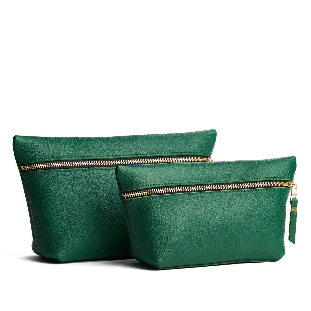 Bacalar | Two large leather makeup bags with zipper