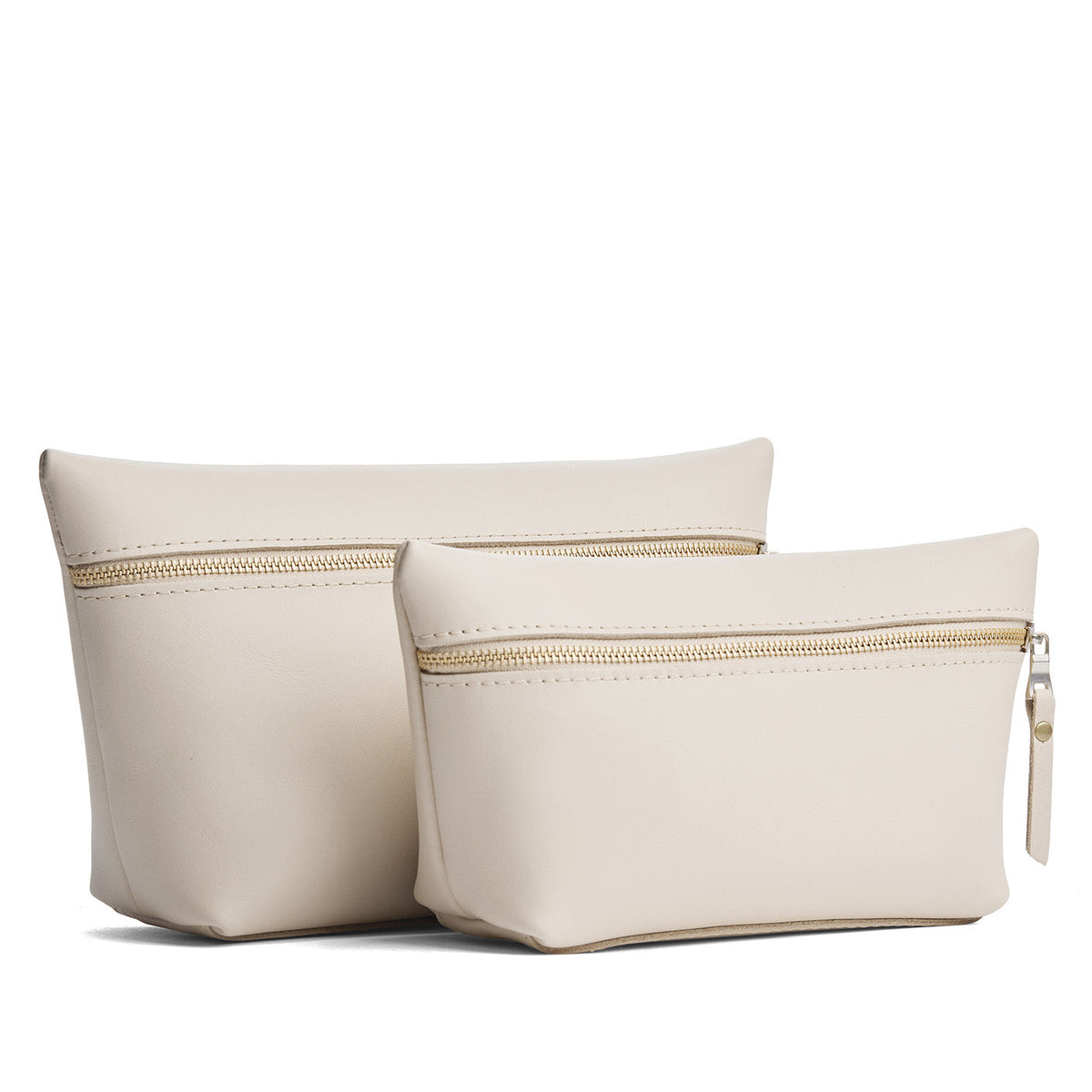 Bone | Two large leather makeup bags with zipper