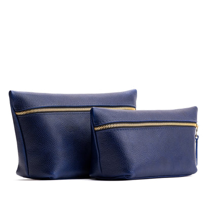 Cobalt | Two large leather makeup bags with zipper