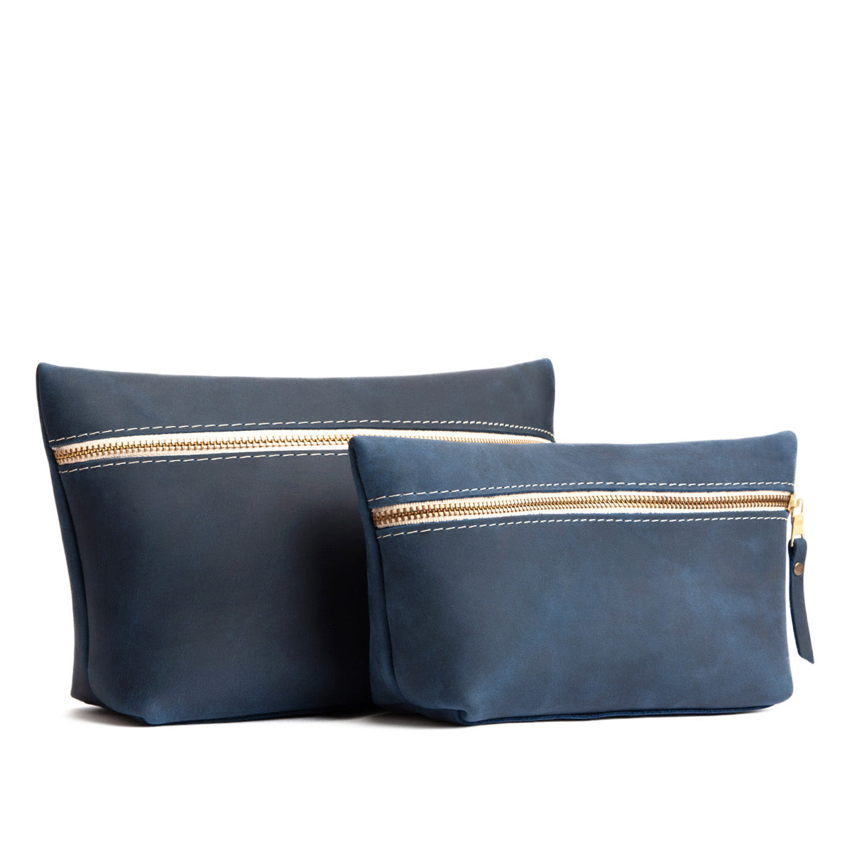 Deep Water | Two large leather makeup bags with zipper