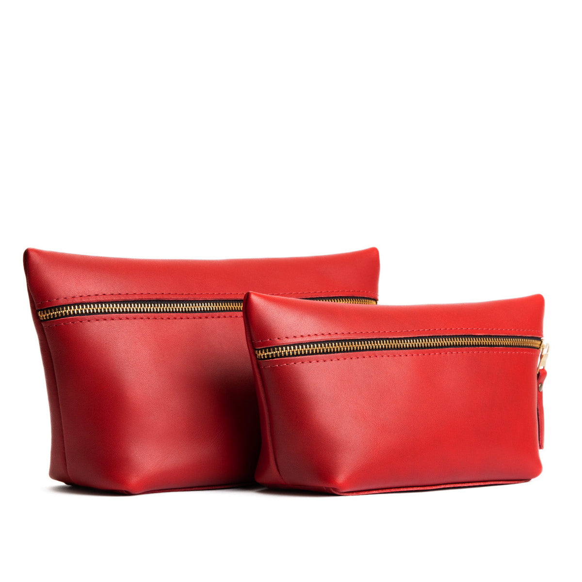 Ruby | Two large leather makeup bags with zipper