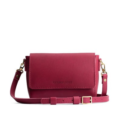 Berry Good*Mini | Side by Side of both sizes of Leather Crossbody Bag with Magnetic Messenger Bag Closure