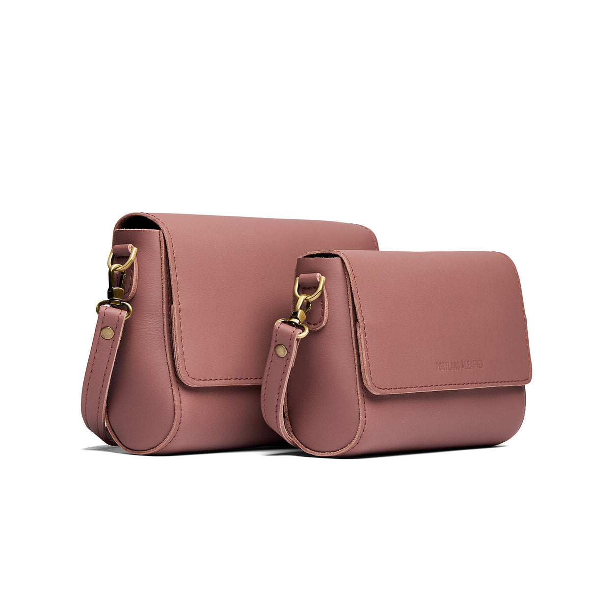 Sunkissed | Side by Side of both sizes of Leather Crossbody Bag with Magnetic Messenger Bag Closure