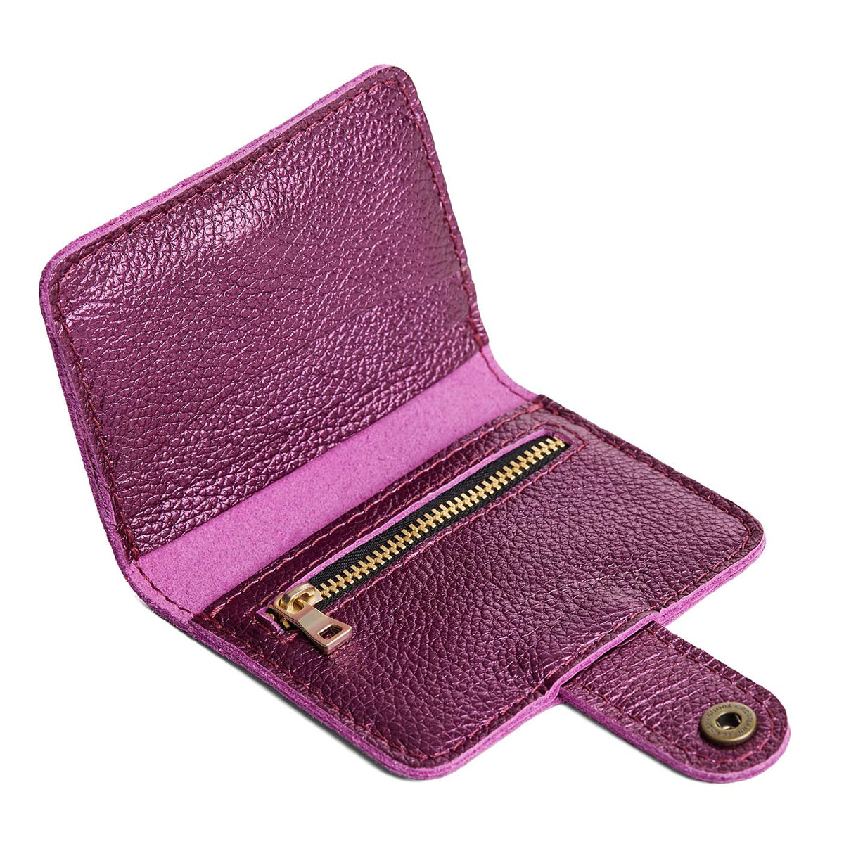 Ultra Violet | Small leather bifold wallet with snap open