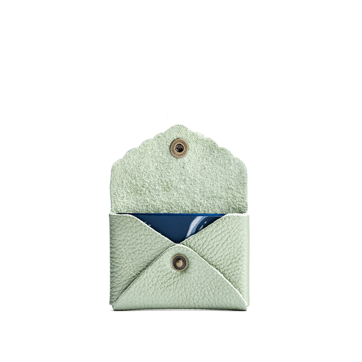 Beetle | Small leather card wallet with scalloped edge open
