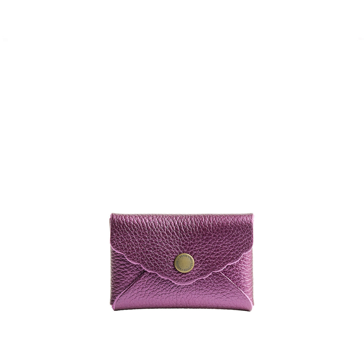 Ultra Violet | Small leather card wallet with scalloped edge closed