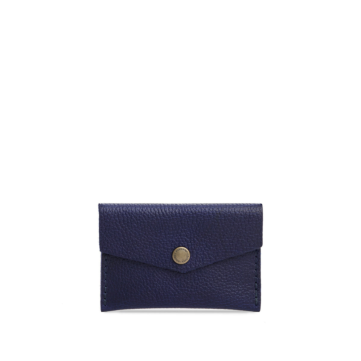 Cobalt | Small leather envelope card wallet with snap closure