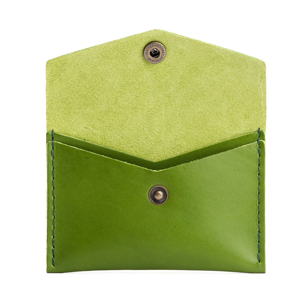Green Apple | Small leather envelope card wallet with snap closure