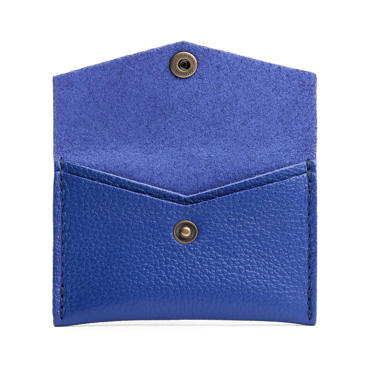 Molino Blue | Small leather envelope card wallet with snap closure