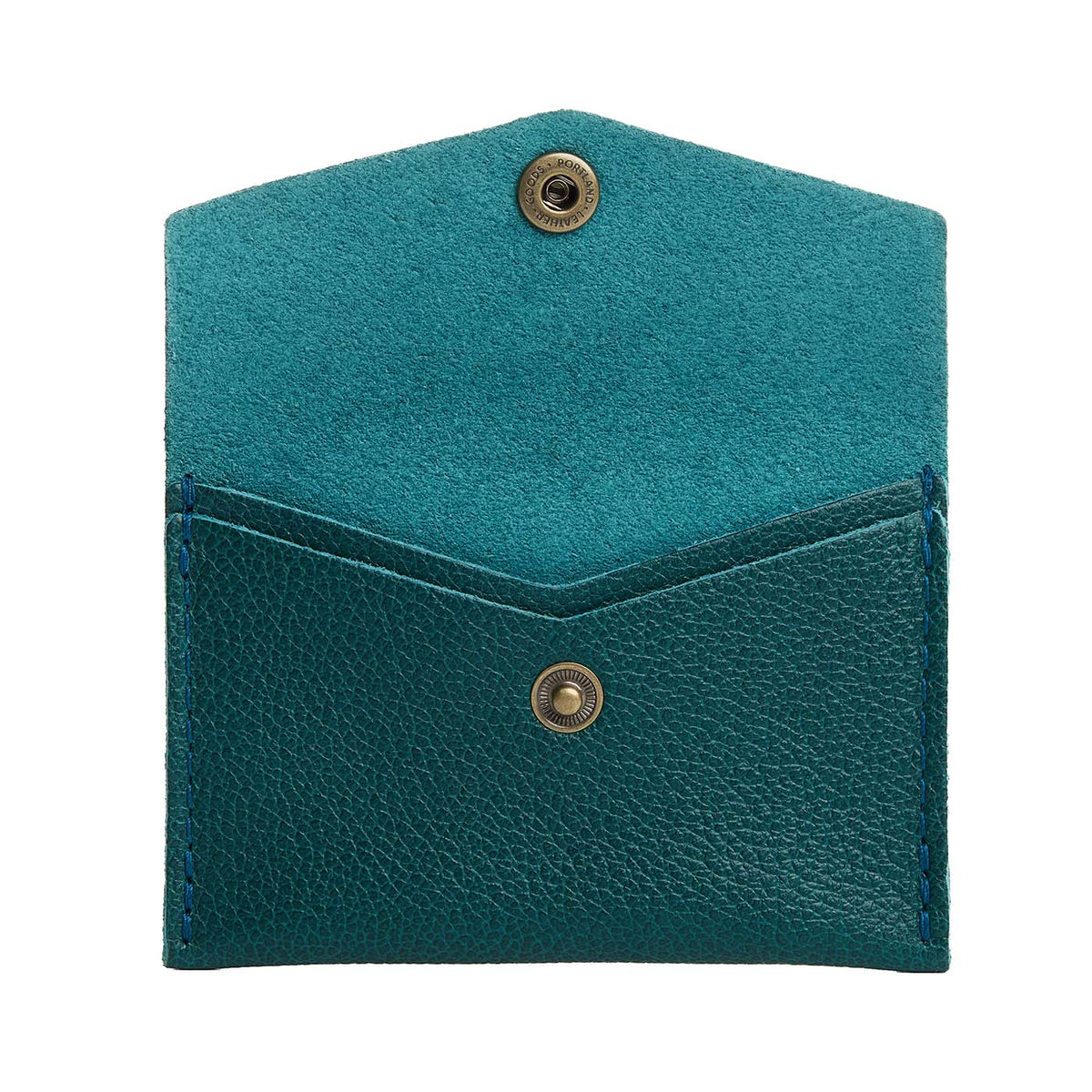 Sea Glass | Small leather envelope card wallet with snap closure