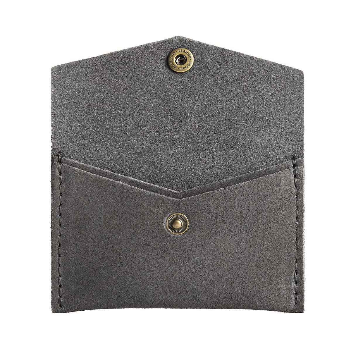 Smoke Grey | Small leather envelope card wallet with snap closure
