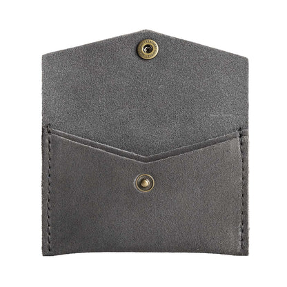 Smoke Grey | Small leather envelope card wallet with snap closure