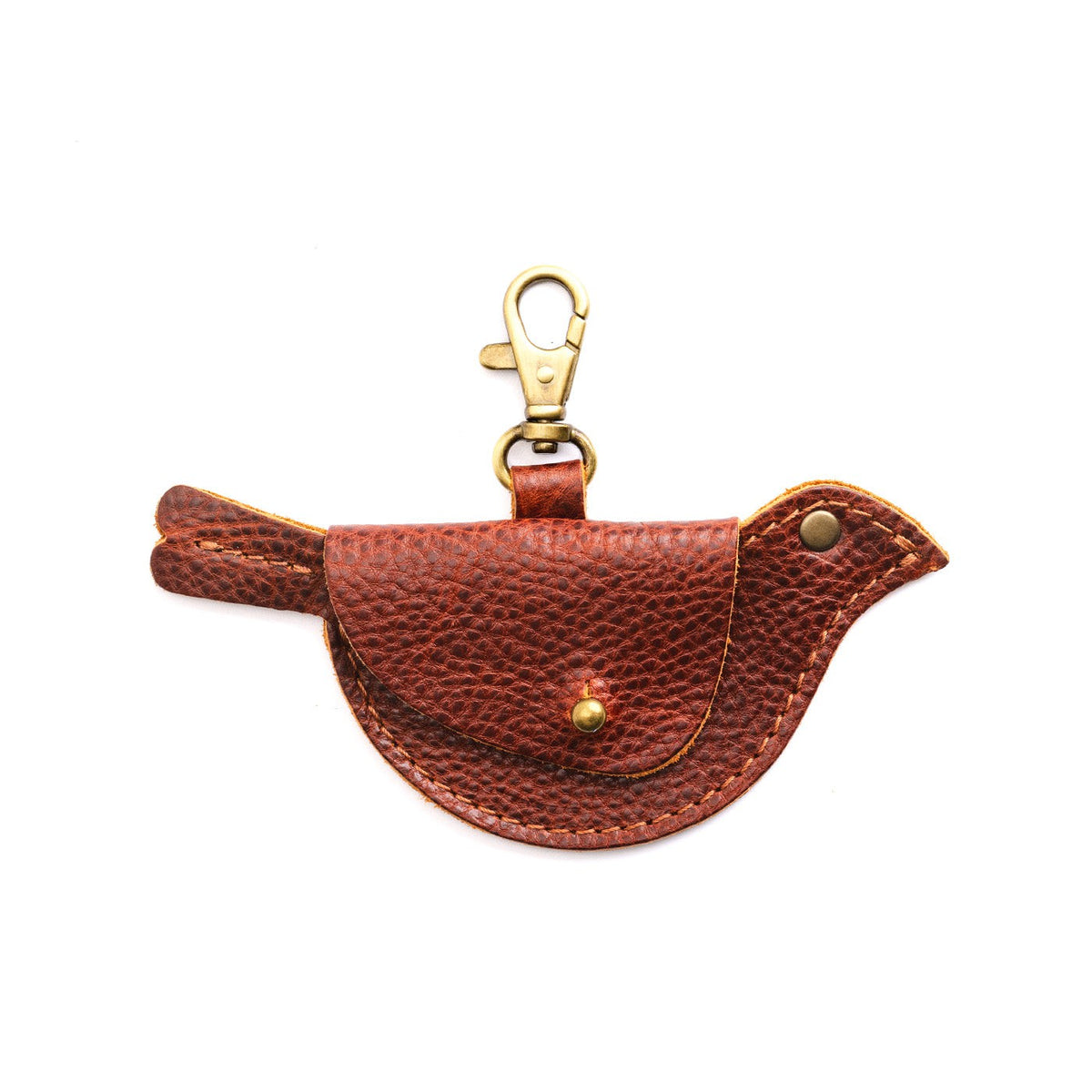 Nutmeg | Bird shaped pouch with button closure and lobster clasp