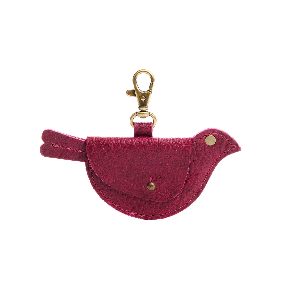 Orchid | Bird shaped pouch with button closure and lobster clasp