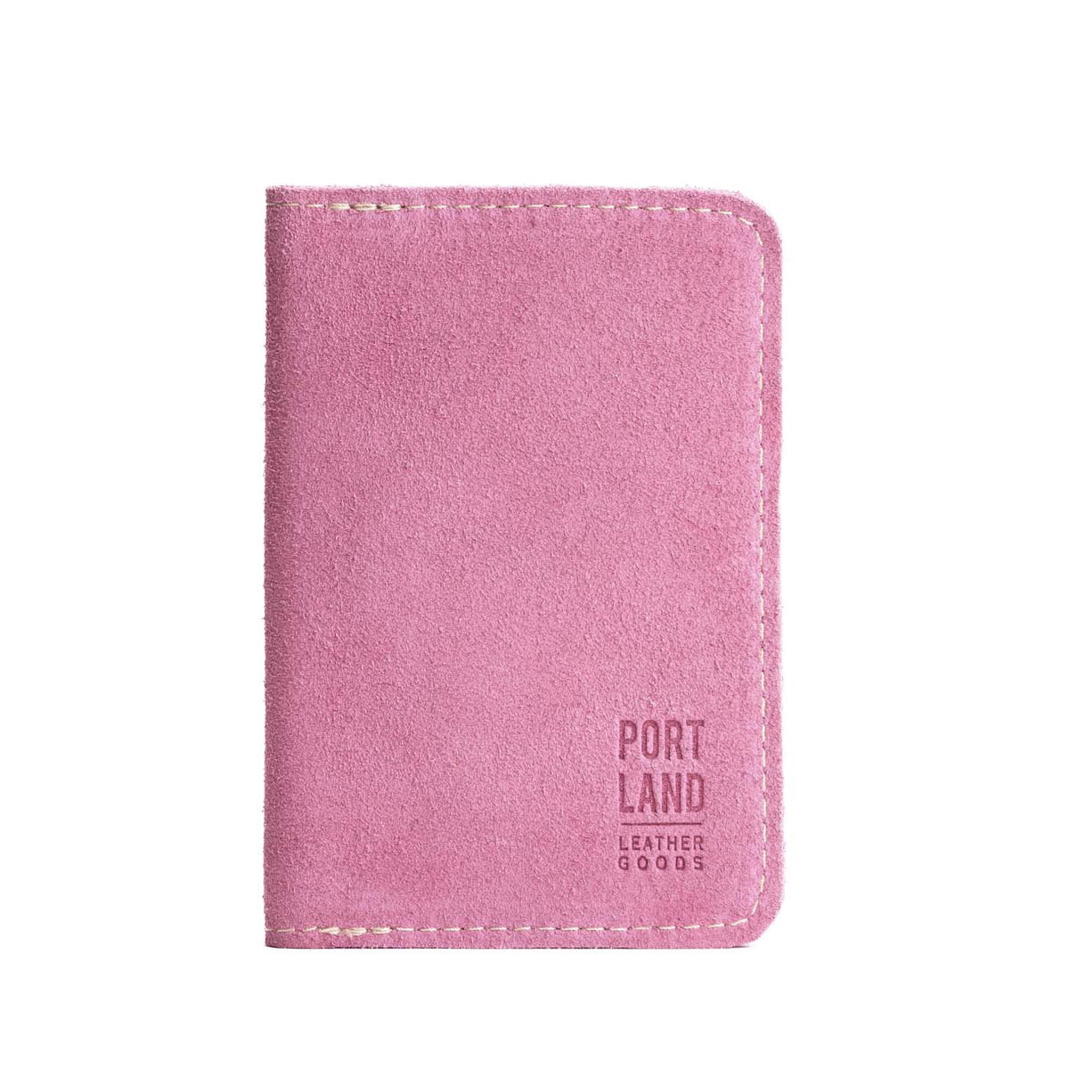 Pink Suede | Leather passport case with PLG logo
