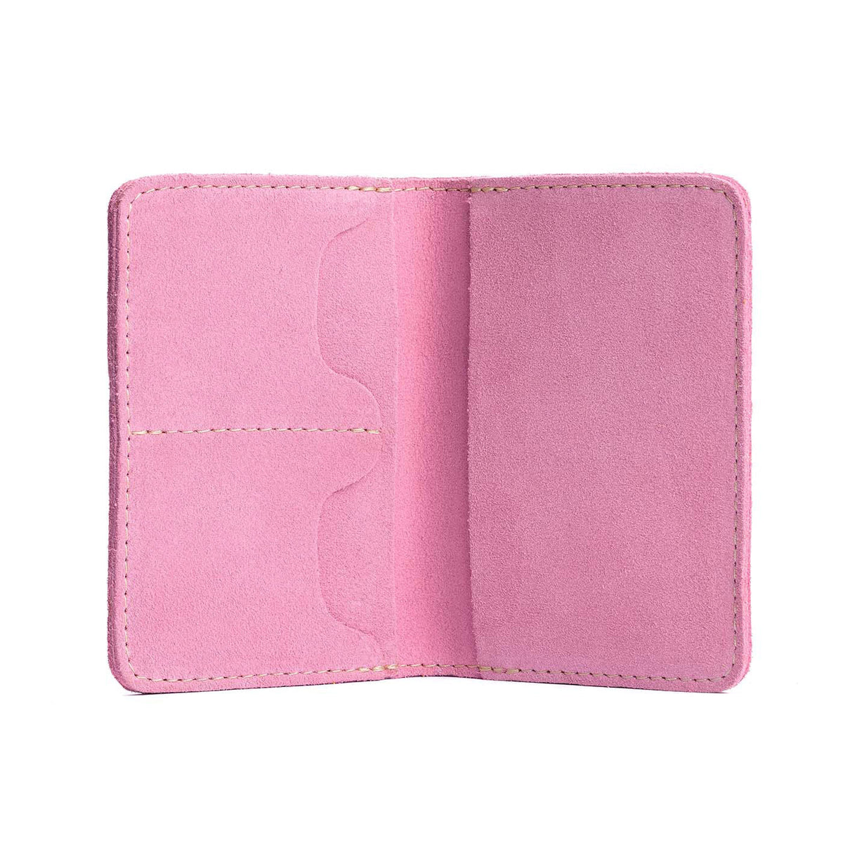 Pink Suede | Leather passport case with PLG logo