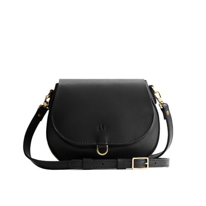 Black*Small | Petite leather Crossbody with a flap and magnetic closure