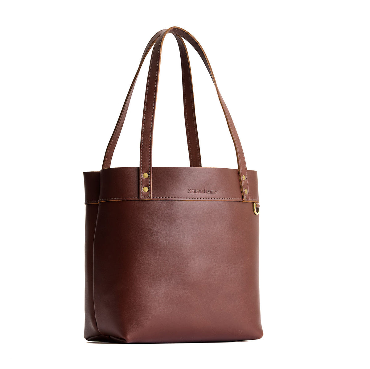 Cognac*Medium*Classic| Leather tote bag with riveted straps and exterior key loop