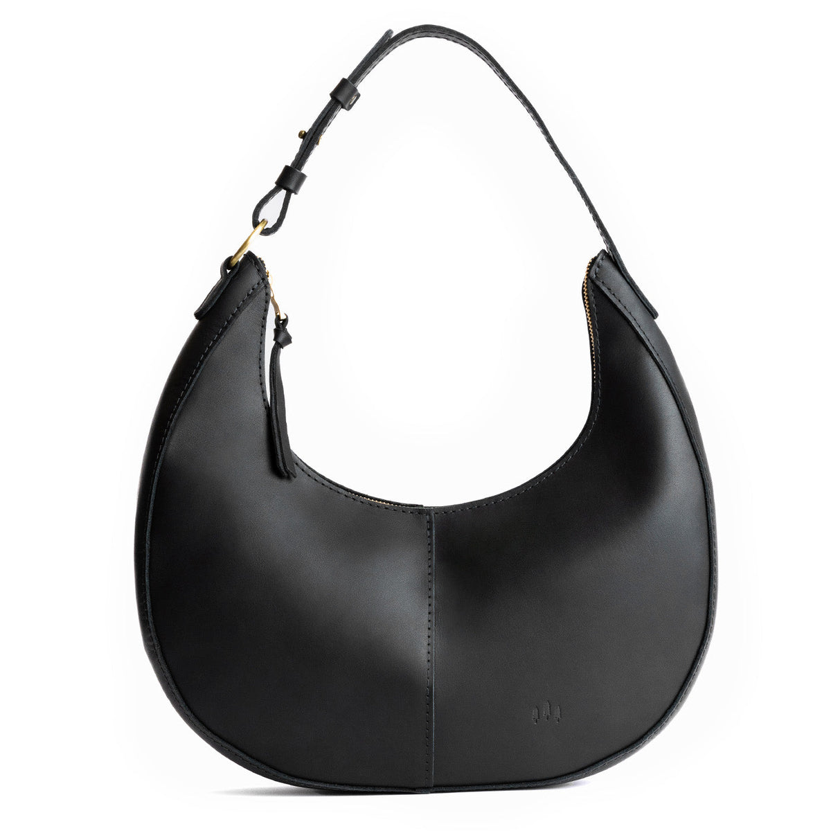 Black*Large | Large crescent shaped shoulder bag with zipper closure and adjustable strap
