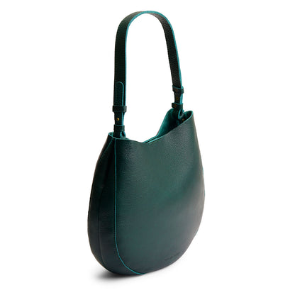 Forest Green*Large | Rounded shoulder bag with adjustable strap on a white background
