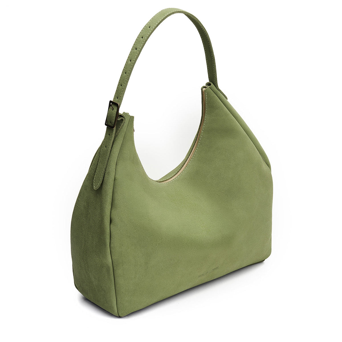 Laurel*Oversized | U-shaped, flat-bottomed leather shoulder bag with adjustable strap