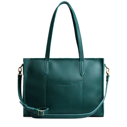 Sea Glass*Oversized East/West | Structured wide tote bag with overlapping panels and crossbody strap