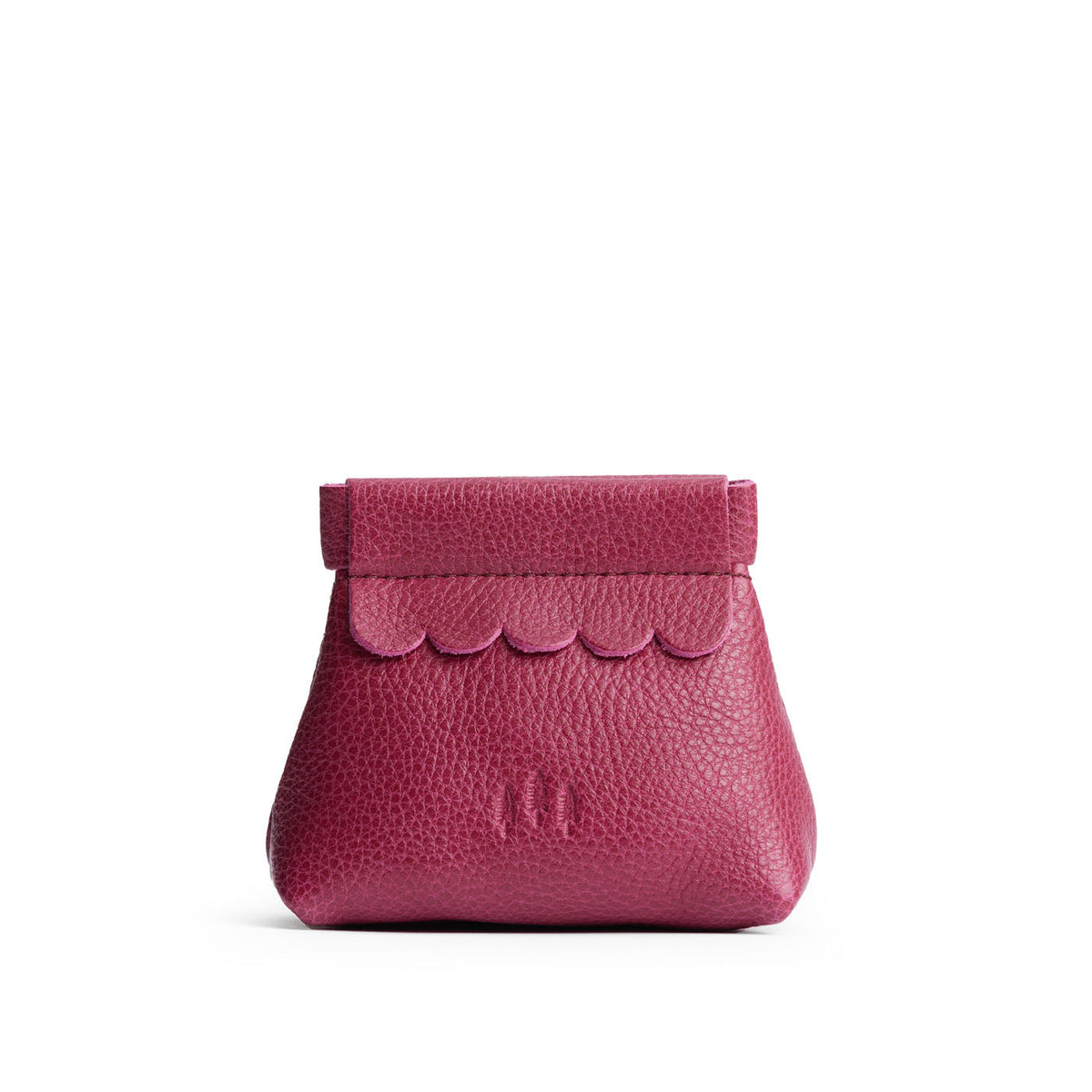 Cosmo | Leather coin pouch with scalloped edge and three Portland leather tree emblems