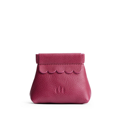 Cosmo | Leather coin pouch with scalloped edge and three Portland leather tree emblems