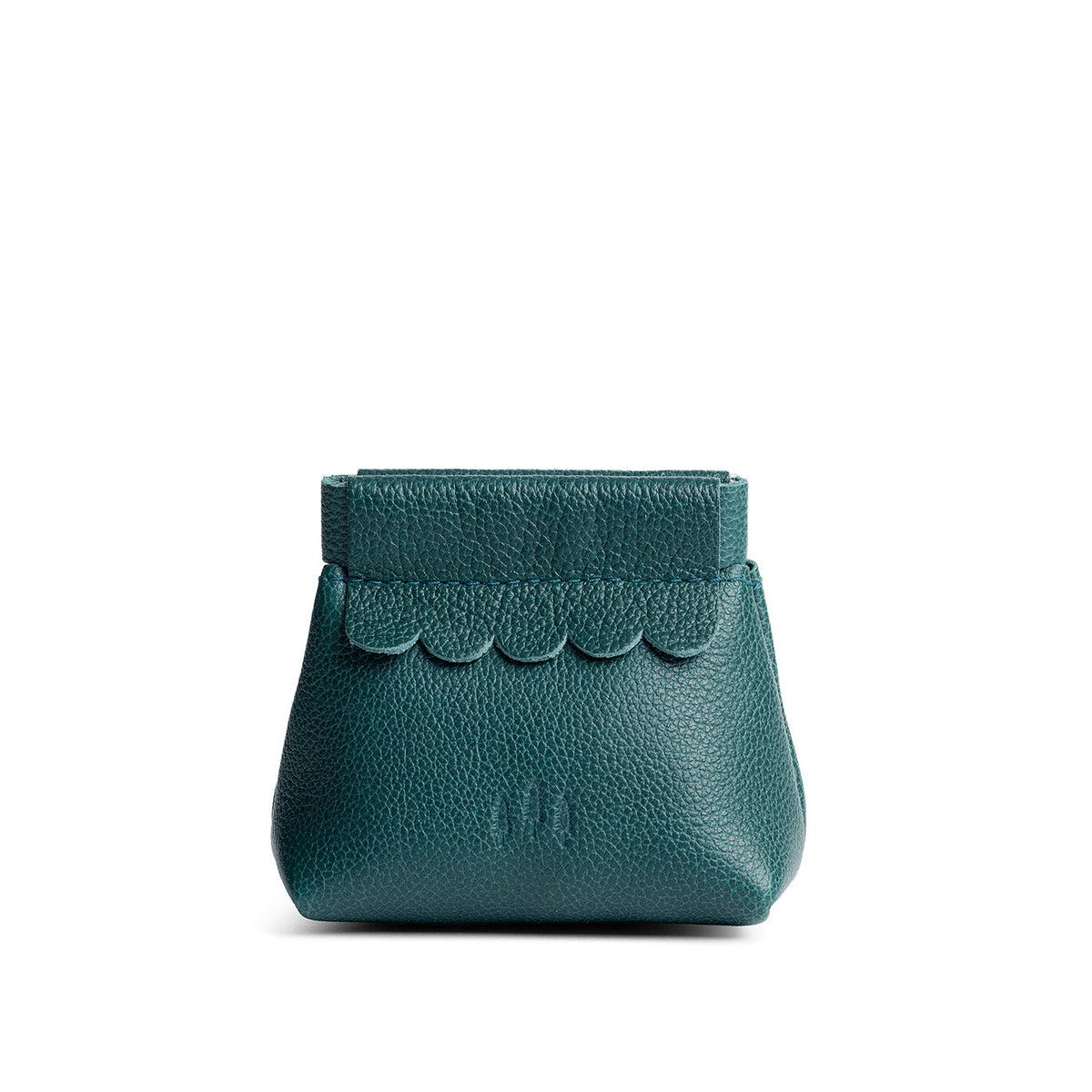 Sea Glass | Leather coin pouch with scalloped edge and three Portland leather tree emblems