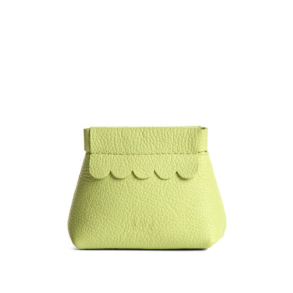 Shadow Lime | Leather coin pouch with scalloped edge and three Portland leather tree emblems