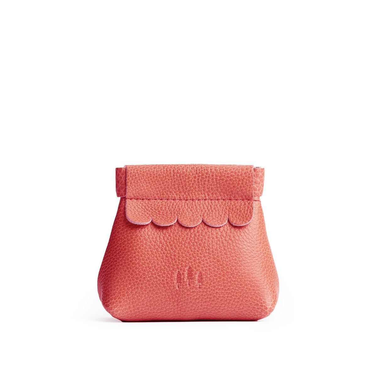 Watermelon | Leather coin pouch with scalloped edge and three Portland leather tree emblems