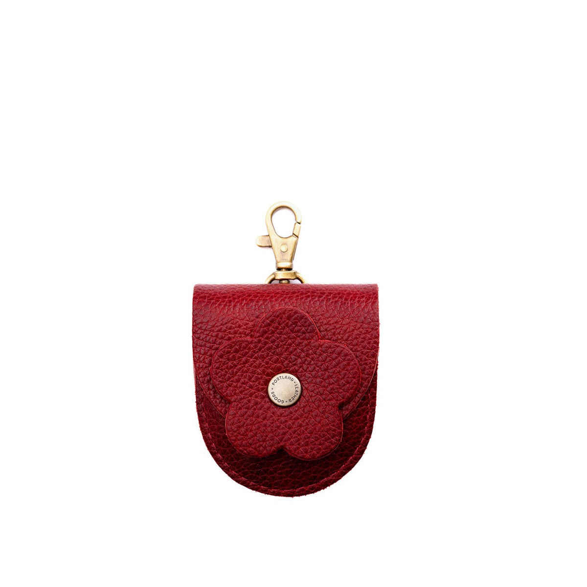 Chili Red | U shaped pouch with leather flower applique