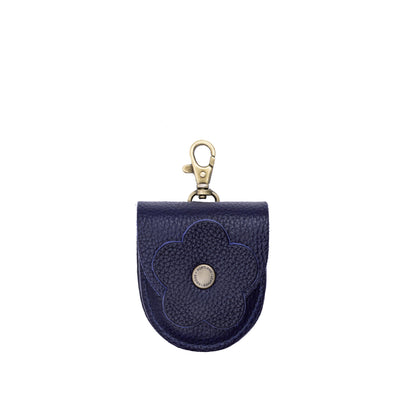 Cobalt | U shaped pouch with leather flower applique