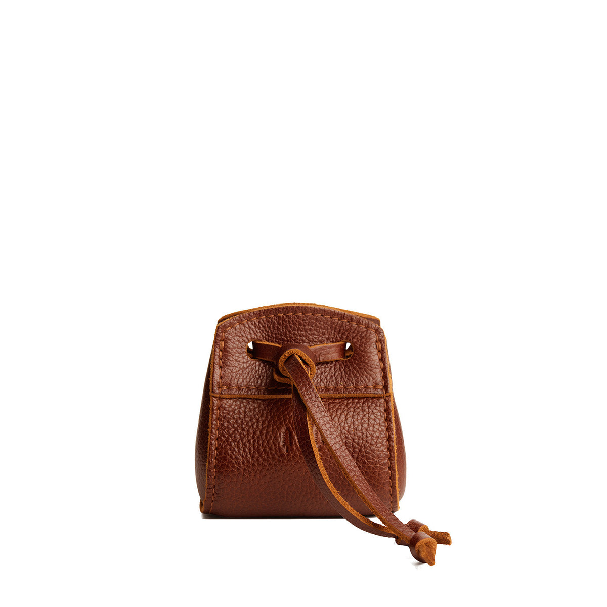 Nutmeg | Small leather pouch with leather drawstring closure and lobster claw clasp