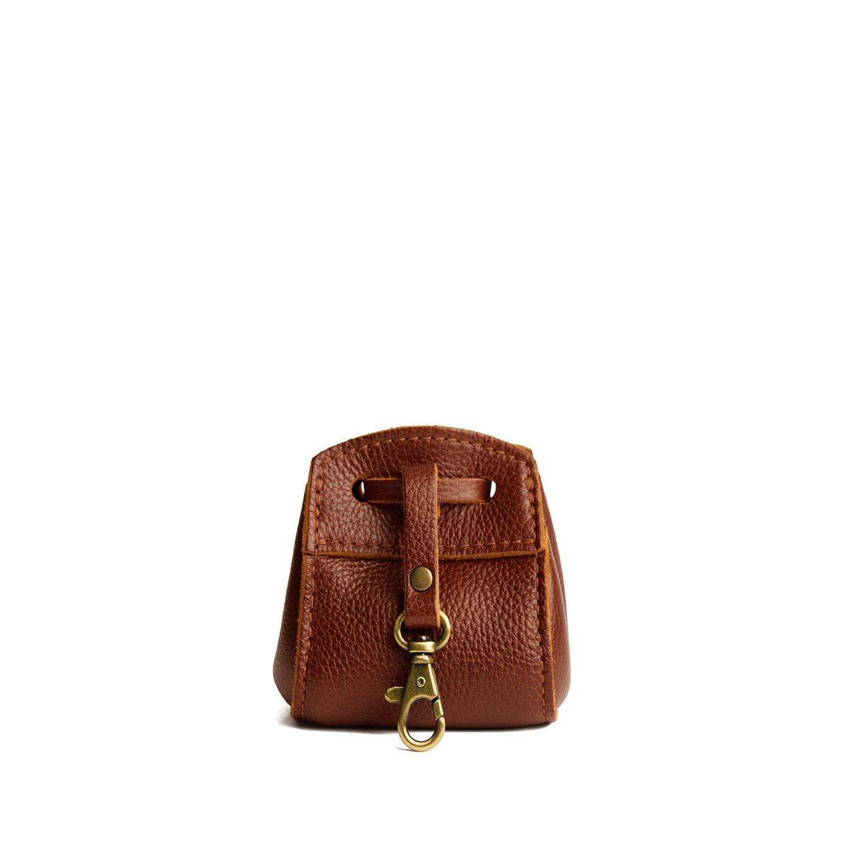 Nutmeg | Small leather pouch with leather drawstring closure and lobster claw clasp