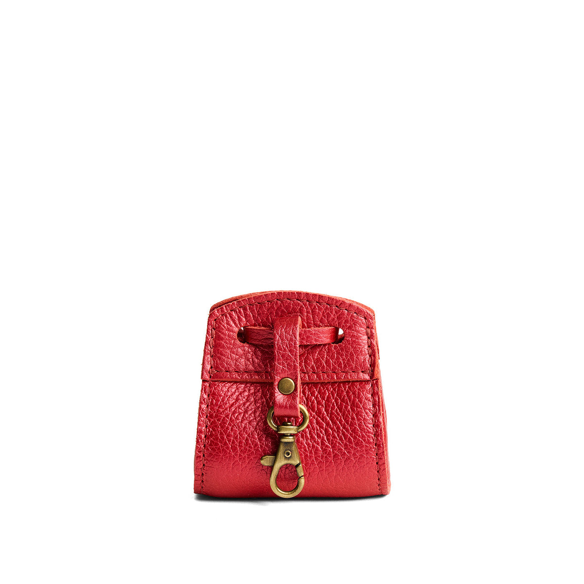 Reba Red | Small leather pouch with leather drawstring closure and lobster claw clasp