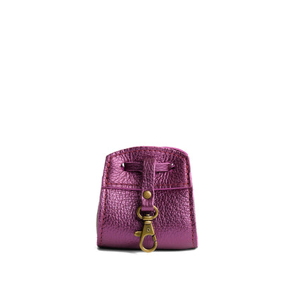 Ultra Violet | Small leather pouch with leather drawstring closure and lobster claw clasp