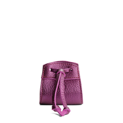 Ultra Violet | Small leather pouch with leather drawstring closure and lobster claw clasp