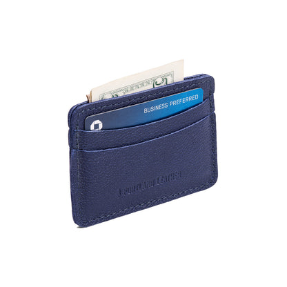 Cobalt | Minimalist leather wallet with card slots and PLG logo