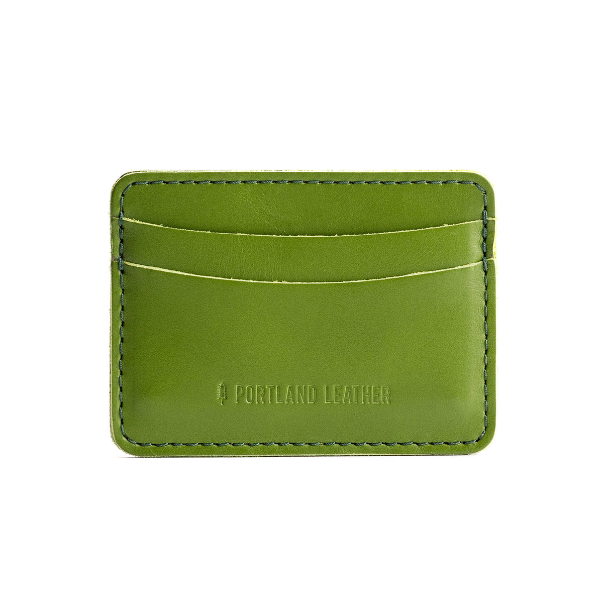 Green Apple | Minimalist leather wallet with card slots and PLG logo