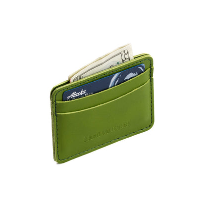 Green Apple | Minimalist leather wallet with card slots and PLG logo