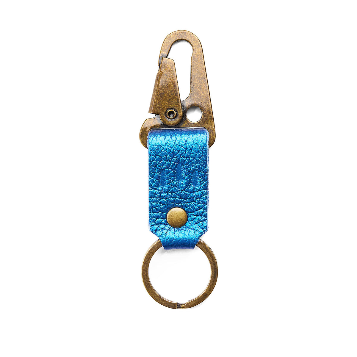 Comet Blue*Short | leather logo branded keychain