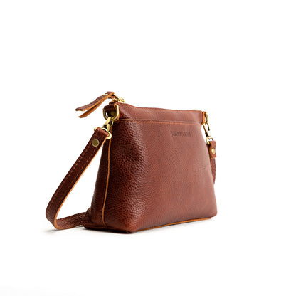 Nutmeg*Small | Zip top petite crossbody bag with detachable strap