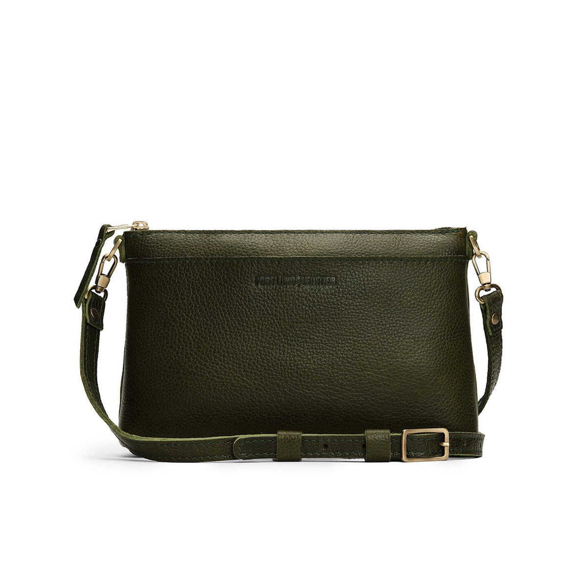Pebbled Olive*Small | Zip top petite crossbody bag with detachable strap
